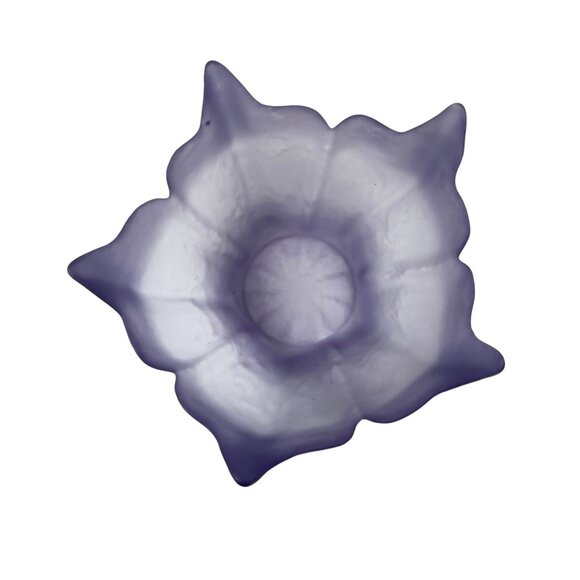 Vintage Viking Frosted Satin Purple Glass Bowl Violet Lotus Flower Petal Dish - Picture 6 of 8